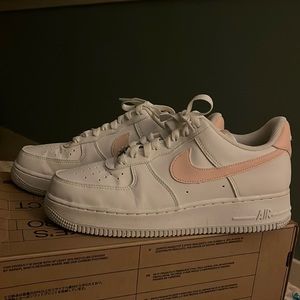 Nike Air Force Ones, new / worn once. W9. Pale pink swoosh. Just do it!